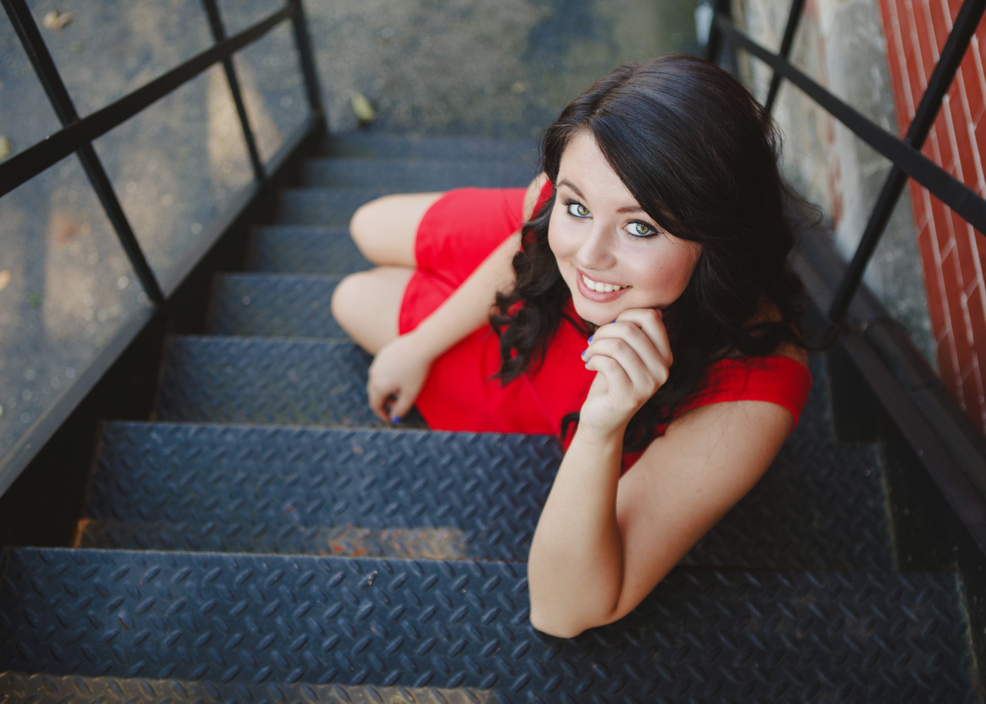 senior photography session of a girl wearing a dress in Columbus, OH