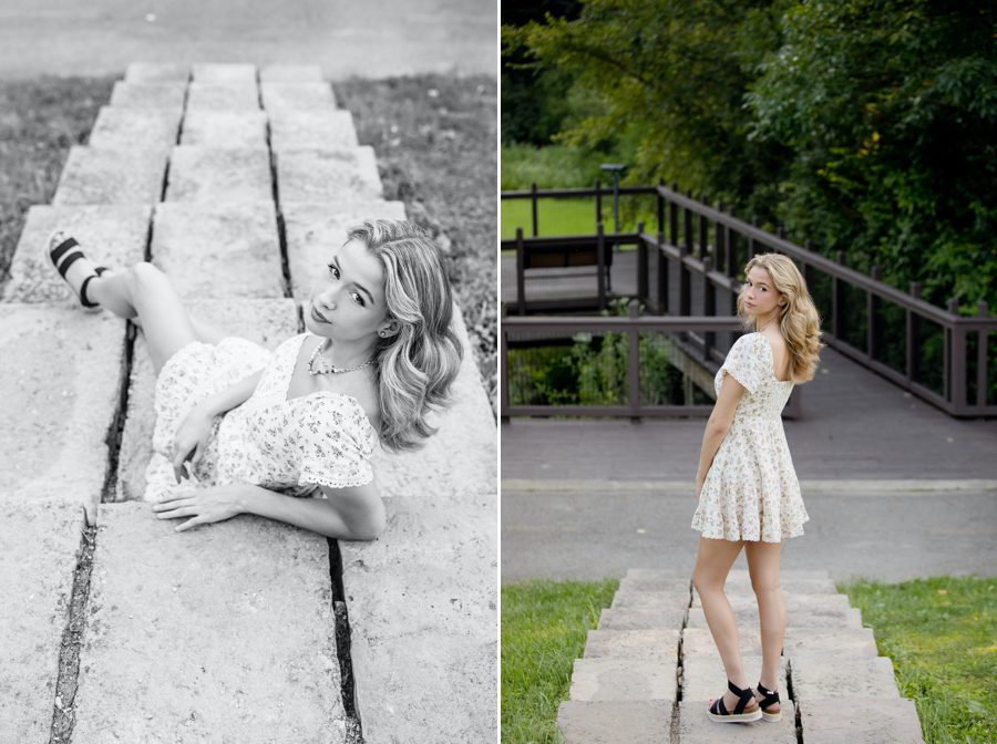 senior girl on steps